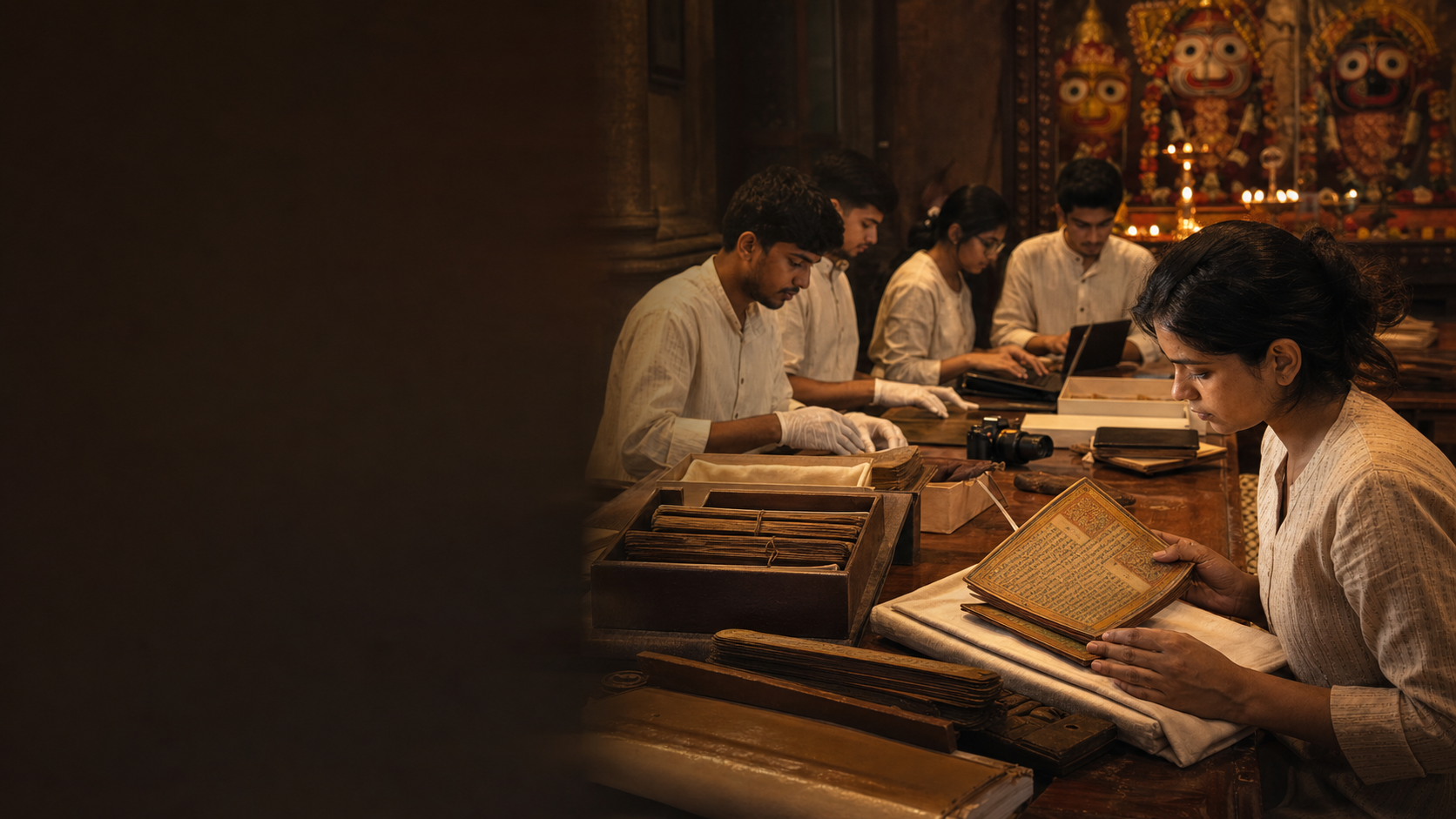 Volunteers preserving Jagannath manuscripts
